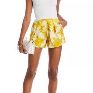 Alémais Sonny Linen Floral Print Pleated Shorts